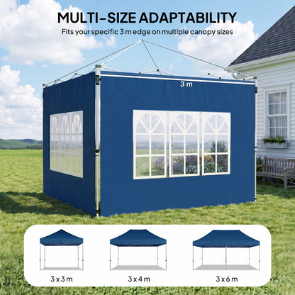 Outsunny Set of 2 Gazebo Side Panels - Blue