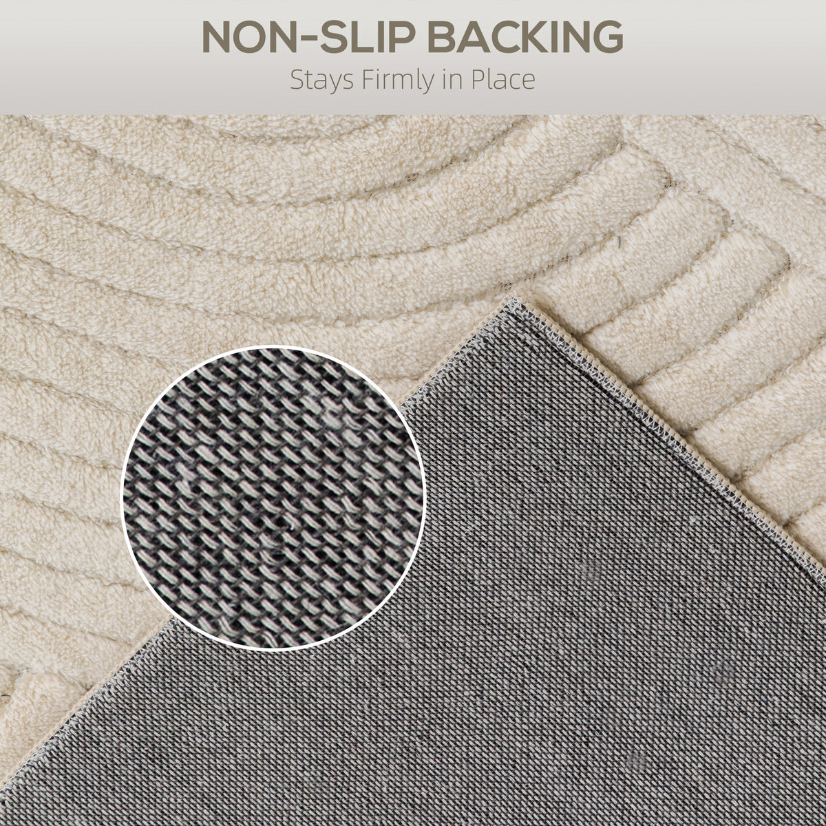 HOMCOM Modern Geometric Rug, Thick Plush, Non-Slip, 160 x 120 cm, Cream, Living Room, Bedroom, Office