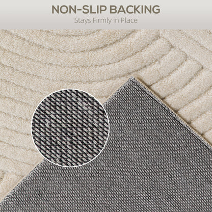 HOMCOM Modern Geometric Rug, Thick Plush, Non-Slip, 160 x 120 cm, Cream, Living Room, Bedroom, Office
