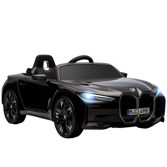 HOMCOM BMW i4 Licensed 12V Kids Electric Ride-On Car, with Remote Control, Portable Battery, Music, Horn, Headlights - Black