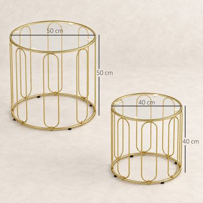 HOMCOM Elliptical Cut-Out Nesting Tables - Gold-Tone