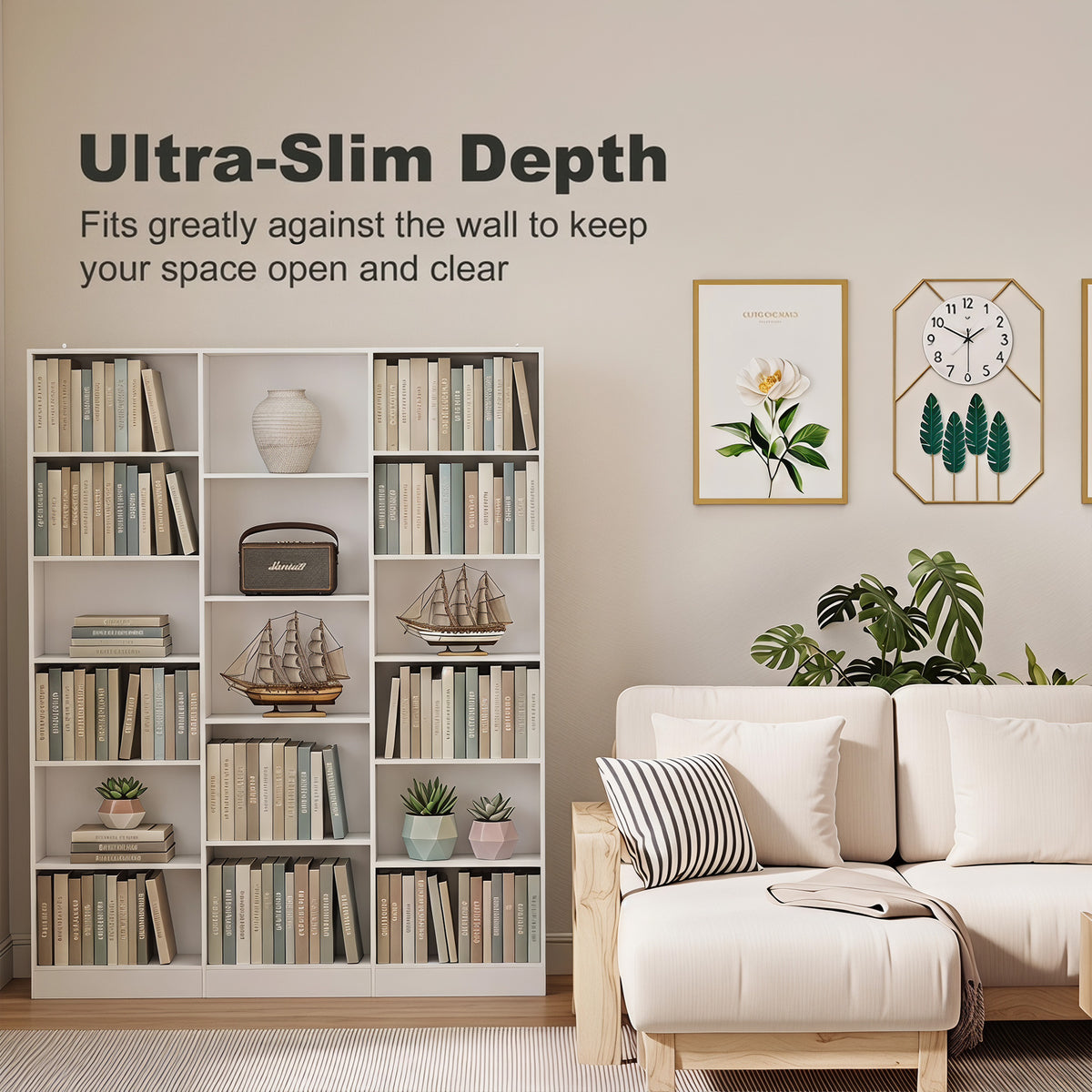 HOMCOM Bookcase with Open Storage, 6-Tier Bookshelf with Anti-Tipping Hardware, White
