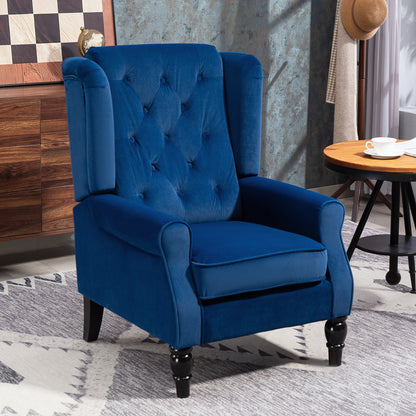 HOMCOM Wingback Accent Chair, Retro Upholstered Button Tufted Occasional Chair for Living Room and Bedroom, Blue