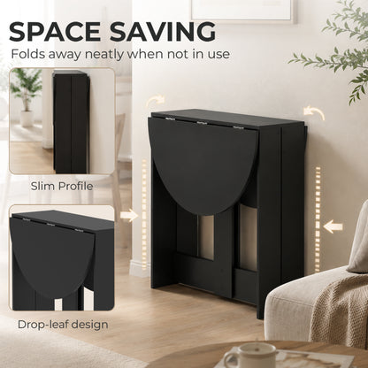 HOMCOM Folding Dining Table,  Drop-Leaf Table with Foldable Leaves for Small Spaces, Kitchen, Dining Room, Black
