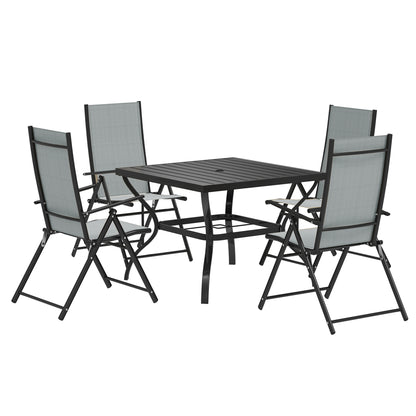 Outsunny Five-Piece Steel Frame Patio Set - Grey/Black