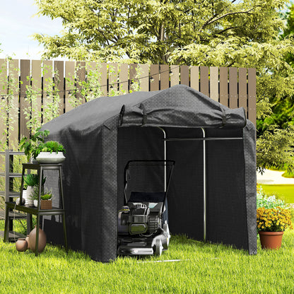 Outsunny 2.2 x 1.6 m Garden Storage Tent, Waterproof Anti-UV Bike Tent with Roll-up Zipper Door, Galvanised Outdoor Storage Shelter Carport for Bike, Motorbike, Garden Tools, Black