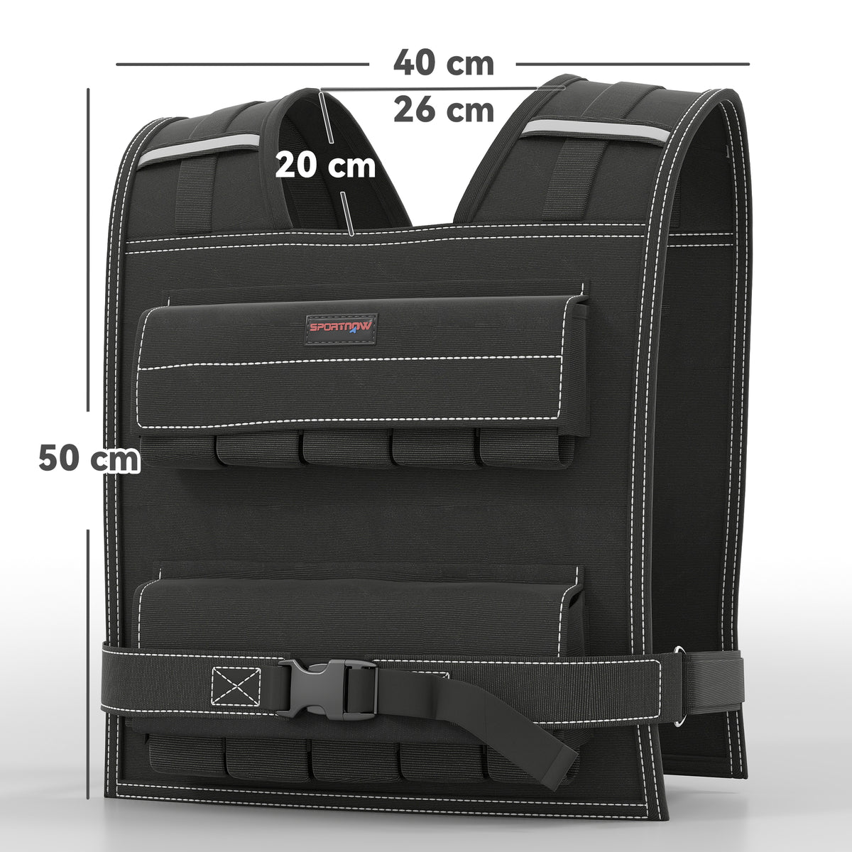 SPORTNOW 20KG Adjustable Weighted Vest, Running Weight Vest, with 30 Metal Weights, Reflective Strips, for Running, Exercise