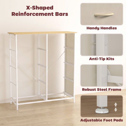 HOMCOM Chest of Drawers, Dresser with 8 Fabric Drawers, Tall Storage Unit with 4 Pockets and 2 Hooks Steel Frame, Beige
