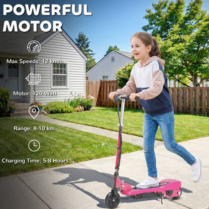 HOMCOM Foldable Electric Kids Scooter, Ride-on for Ages 7-14 Years, Pink