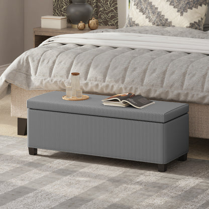 HOMCOM 84L Corduroy Storage Ottoman - Grey