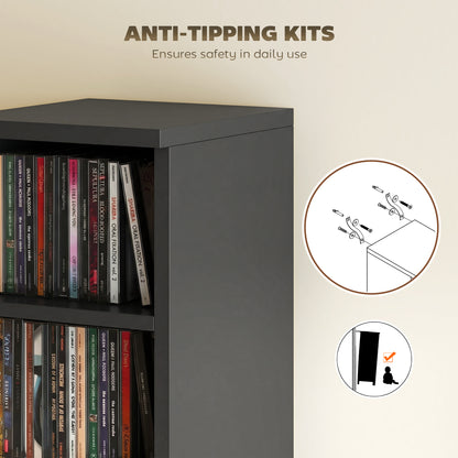 HOMCOM Set of 2 CD Media Display Shelf Unit Tower Rack with Adjustable Shelves, Black