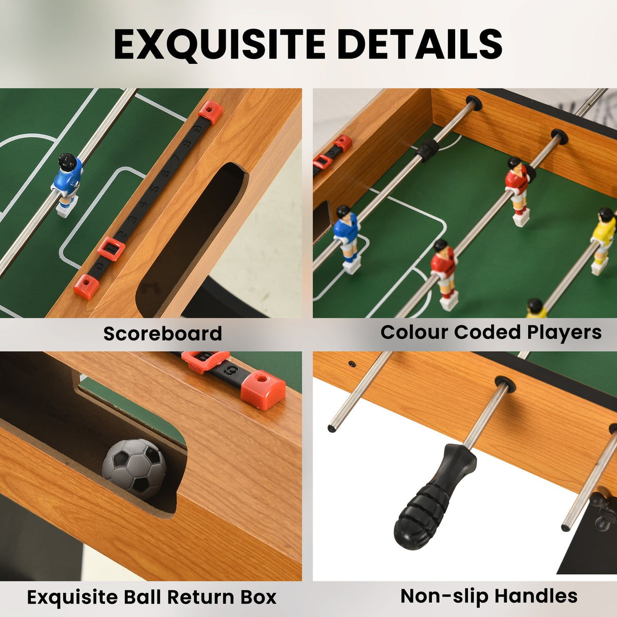 HOMCOM Folding Football Gaming Table Mini Foosball Soccer Table for Family Fun Indoor Play Sports