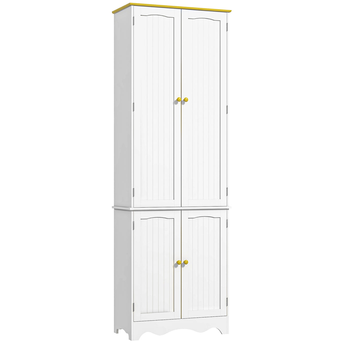 HOMCOM Freestanding 4-Door Kitchen Cupboard, Storage Cabinet Organizer with 4 Shelves, 183cm, White