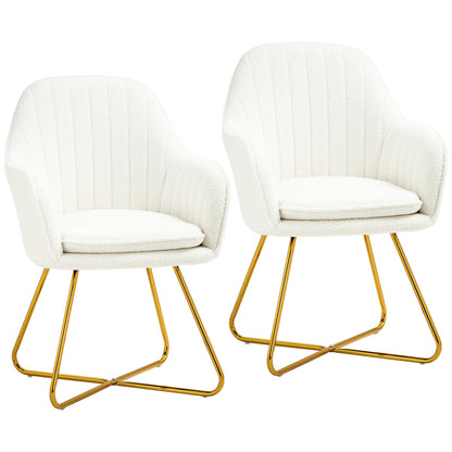 HOMCOM Set of Two Boucle Dining Chairs - Cream