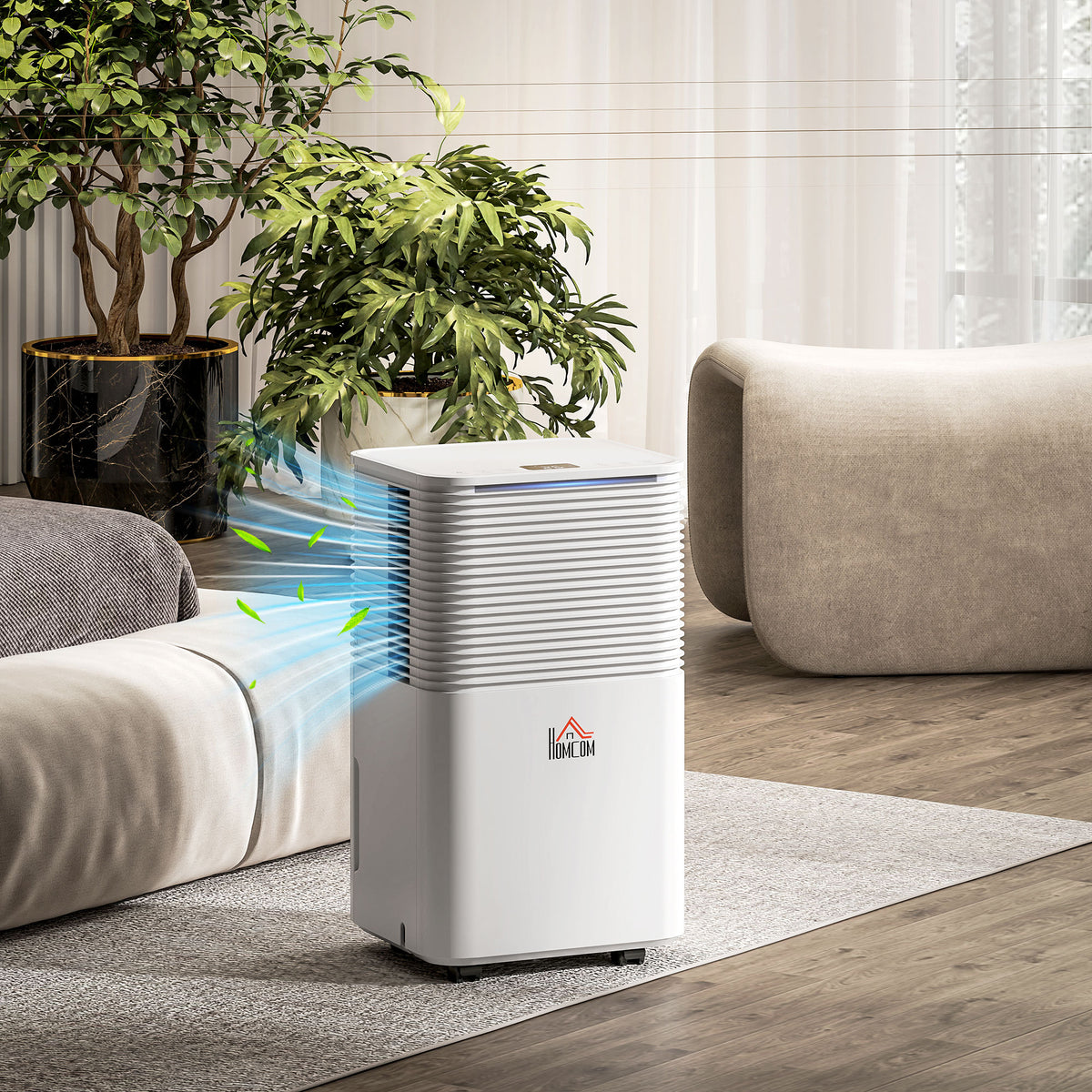 HOMCOM 10L/Day Dehumidifier with 2L Water Tank, Laundry Drying, Automatic Humidity Sensor, Electric Portable Dehumidifier with 24H Timer, 3 Modes for Home Damp, Mould and Condensation
