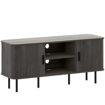 HOMCOM TV Stand Cabinet for TVs up to 55 Inches, TV Unit with Storage Shelves and Cupboard for Living Room, Grey