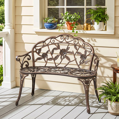 Outsunny Cast Aluminium Garden Bench - Bronze Tone