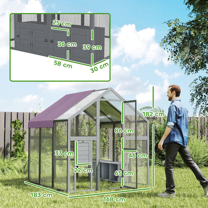 PawHut Large Walk In Chicken Run with Waterproof & Anti-UV Cover, for 6-8 Chickens, for Garden, Farm, 5.5' x 6' x 6'
