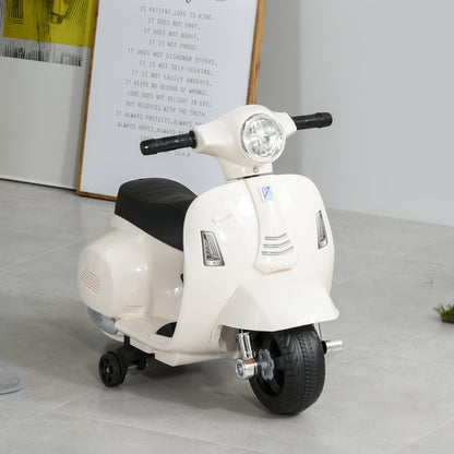HOMCOM Vespa Licensed 6V Kids Electric Motorbike Ride On Motorcycle  Battery Powered for 18-36 Months with Horn, White