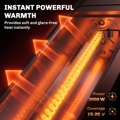 Outsunny 3000 W Electric Infrared Patio Heater, Wall Mounted IP65 Garden Heater with 9 Heat Settings, 24 H Timer, Black