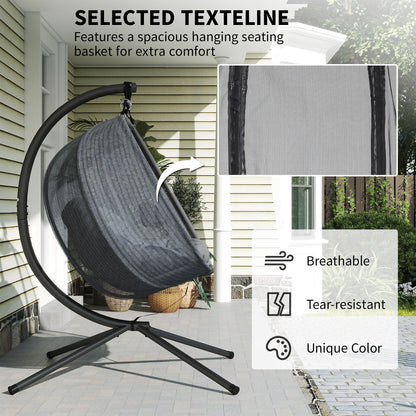 Outsunny Double Hanging Egg Chair 2 Seaters Texteline Swing Hammock Chair with Folding Design, Grey