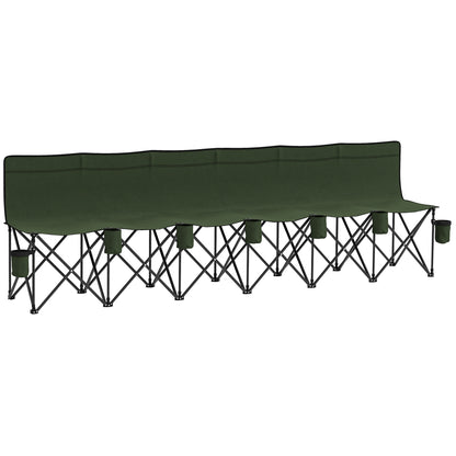 Outsunny 6 Seater Folding Camping Chair with Cup Holder & Carry Bag - Green