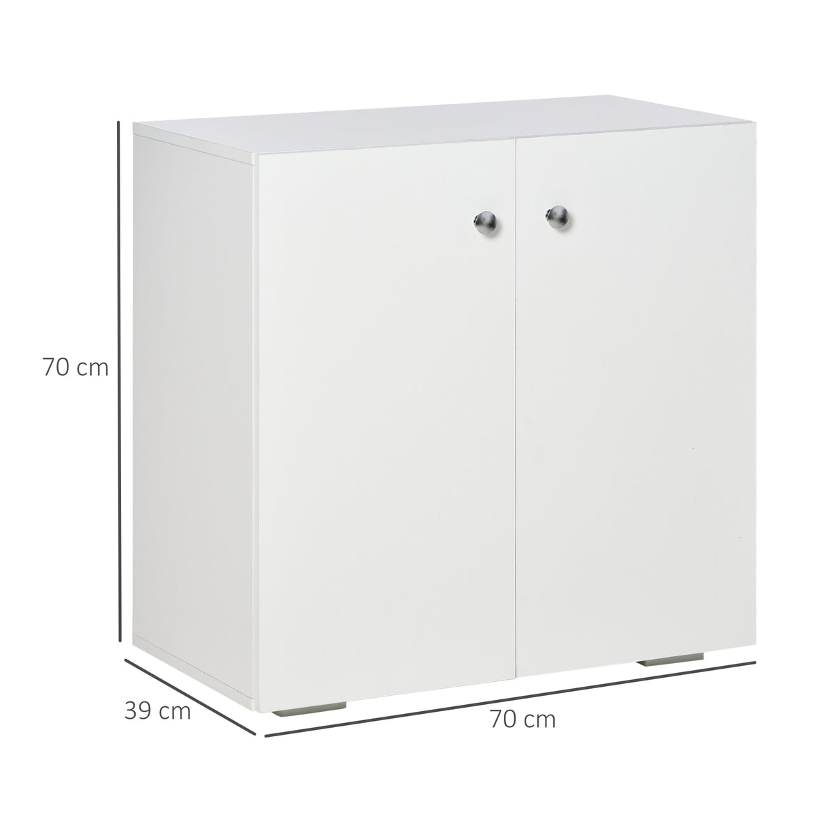 HOMCOM 2 Tier Bookcase, Wooden Storage Cabinet with 2 Doors, Freestanding Sideboard for Living Room, Home Office and Study, White
