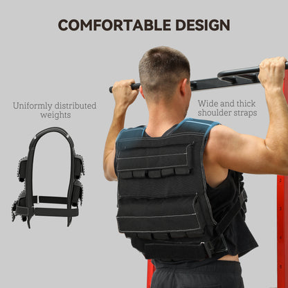 SPORTNOW 20KG Adjustable Weighted Vest, Running Weight Vest, with 30 Metal Weights, Reflective Strips, for Running, Exercise