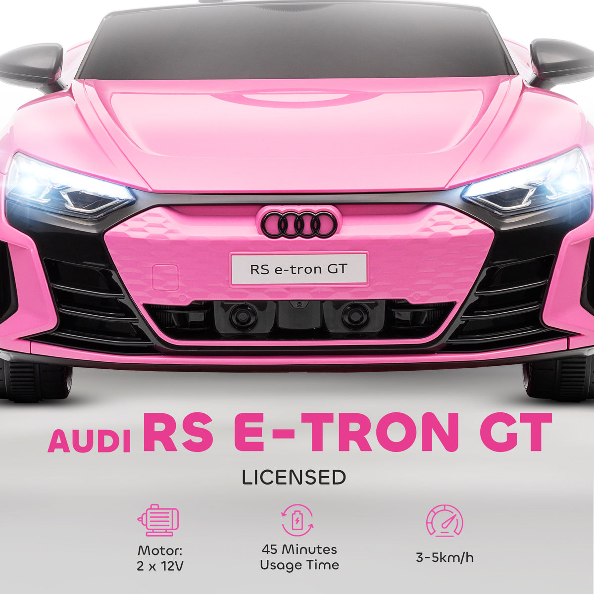 HOMCOM Audi Licensed 12V Kids Electric Ride-On, with Remote Control, Suspension System, Lights, Music, Motor - Pink