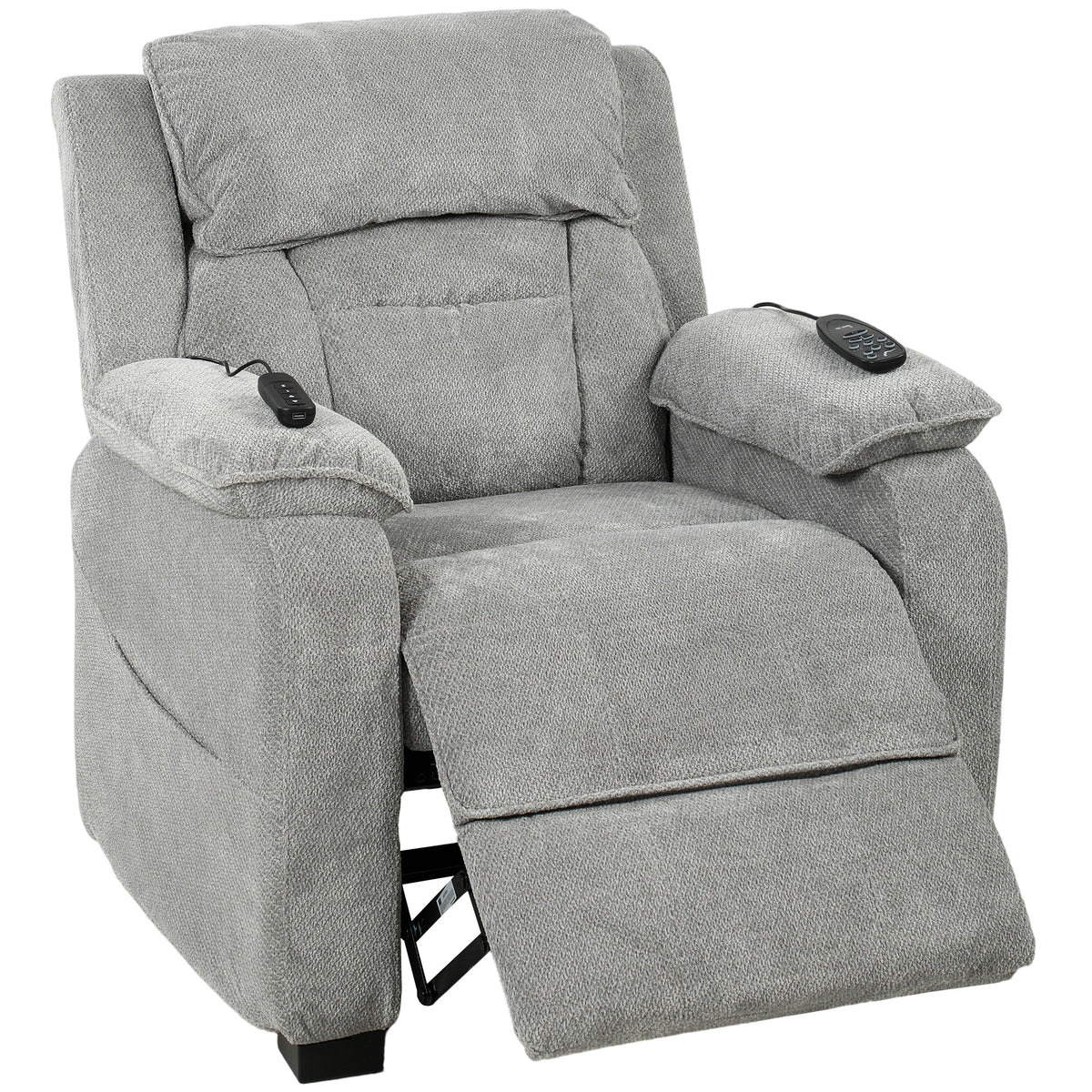 HOMCOM Power Recliner Armchair with Massage and Heat, Electric Reclining Chair with Wide Spring Seat, Light Grey