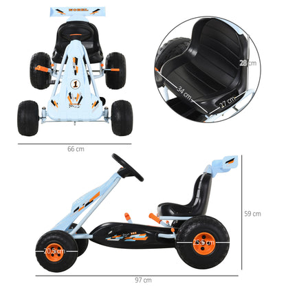 HOMCOM Pedal Go Kart, Kids Ride On Race Car with Brake, Gears Shift, Steering Wheel, Adjustable Seat, Gift for Boys and Girls 3-6 Years Outdoor, Blue