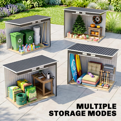 Outsunny 7 x 4ft Galvanised Steel Garden Shed, with Foundation Kit - Dark Grey