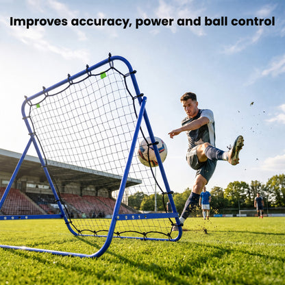 HOMCOM Adjustable Rebounder Net Kickback Target Goal for Teens Adults Training, Blue