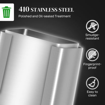 HOMCOM 30L Dual Compartment Stainless Steel Bin, with Deodoriser Holders - Silver Tone