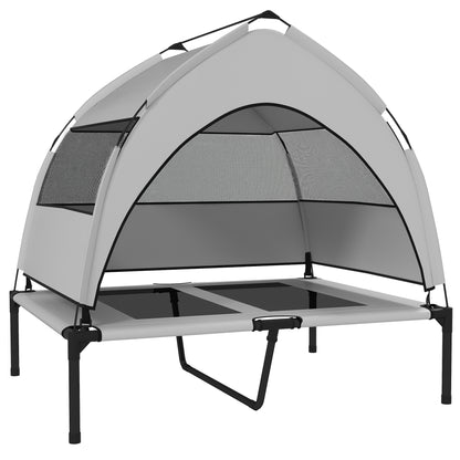 PawHut Portable Elevated Dog Bed with Removable Canopy, Cooling Raised Pet Cot for Medium Large Dogs, 92 x 75 x 85 cm
