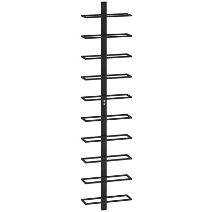 HOMCOM Wine Rack, Wall Mounted, 10 Tier Metal Wine Display Rack, Storage Holder for Kitchen, Dining Room, Bar, Cellar, Black