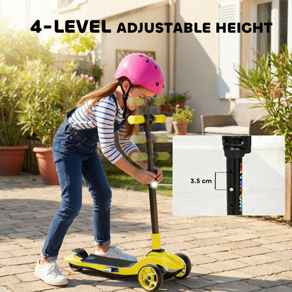 AIYAPLAY Three-Wheel Foldable Electric Scooter for Kids Aged 6-10 Years, Yellow