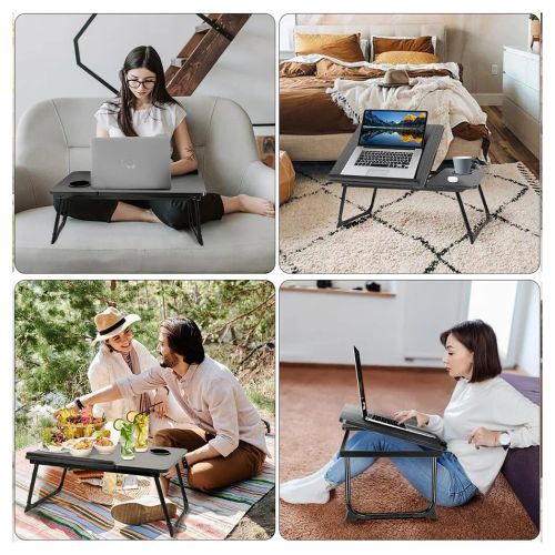Folding Laptop Table Stand Bed Tray Sofa Lap Breakfast Portable Computer Desk UK