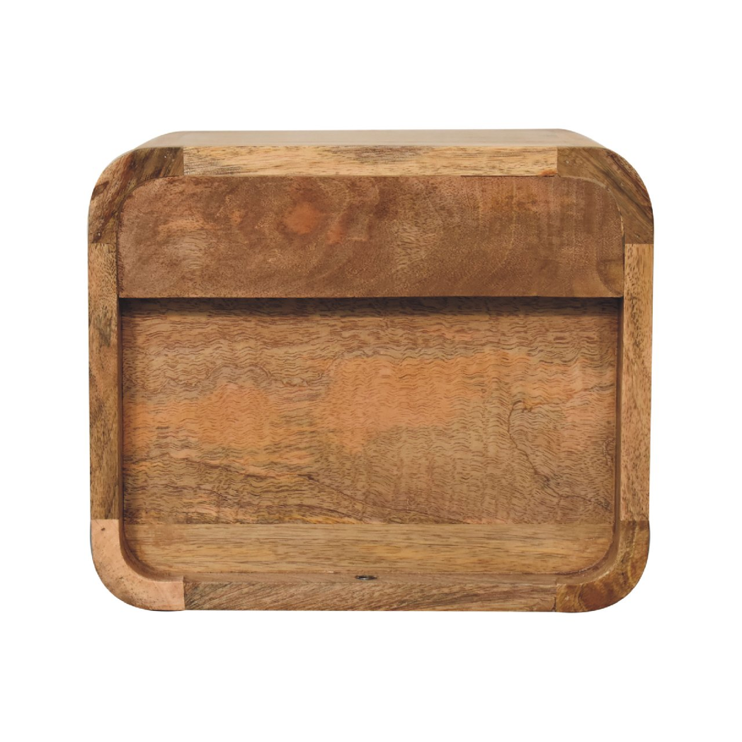 Artisan Furniture Solid Wood Mini Oak-ish Floating Open Bedside, 1 Drawer, 1 Shelf