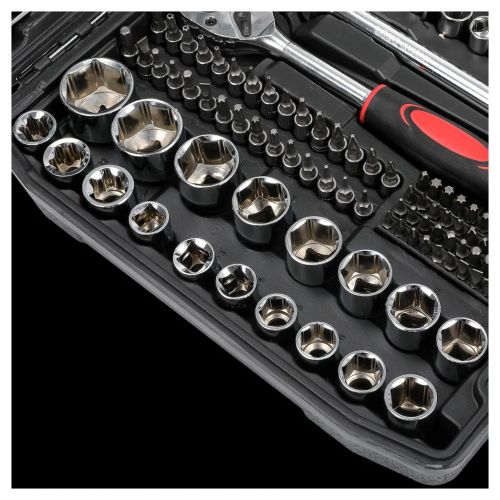 216 PCS Socket Set 1/4 3/8 1/2" Spanner Drive Ratchet Wrench Mechanic Tool Kit