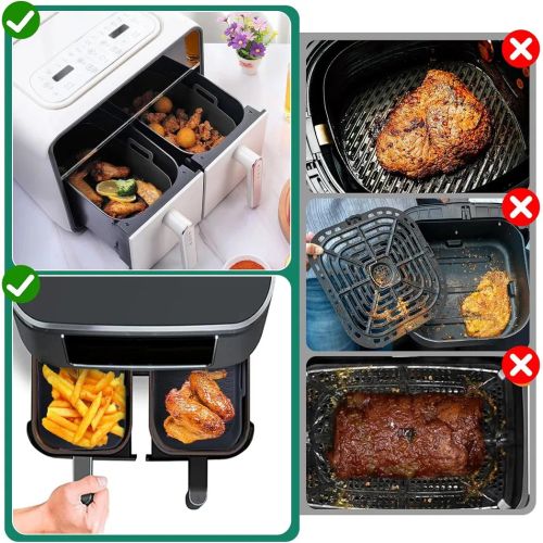 2x Air Fryer Silicone Pot Rectangle Baking Tray Basket Liners Insert Dish UK New