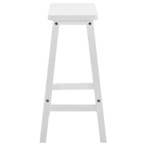 2pcs Pine Wood Saddle Seat Bar Stool White