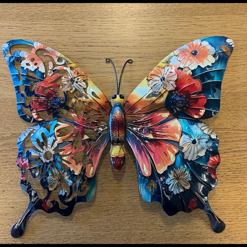 Botanical Print Metal Butterfly Wall Art