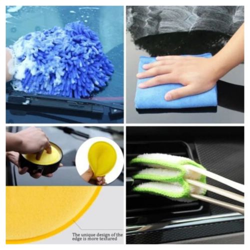 26PCS Car Cleaning Kit Auto Interior Exterior Detailing Brush Set w/Gloves Towel