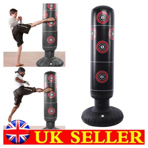 Free Punch Bag Standing Inflatable Boxing Kick MMA Training Kids Adults 155cm