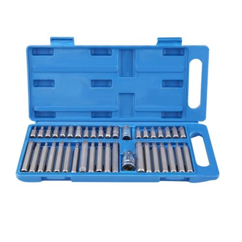 40 x Allen Key Torx Hex Star Spline Socket Bit Set Drive Car Repair Tool 1/2 3/8