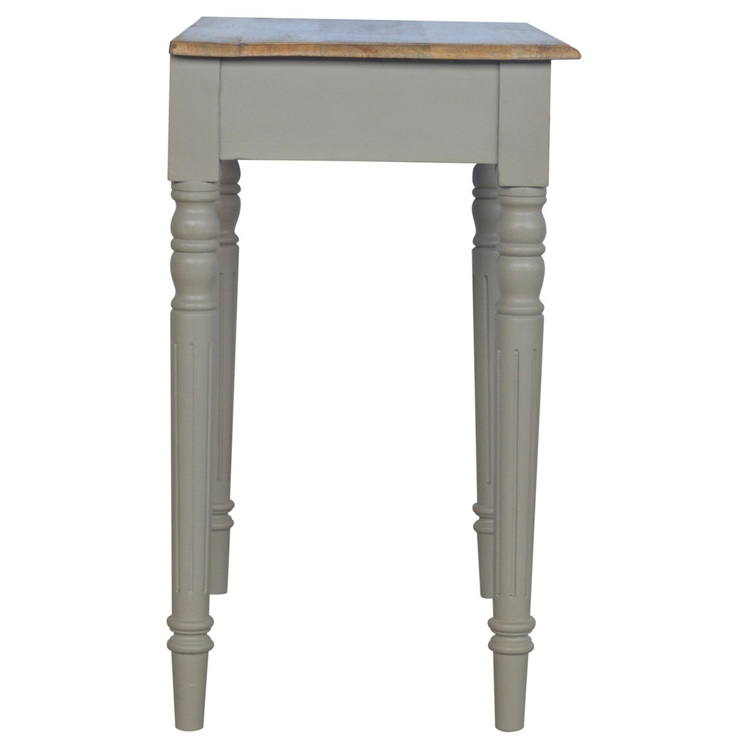 Artisan Furniture Solid Wood Hand Painted Writing Desk, 1 Drawer, Grey Color