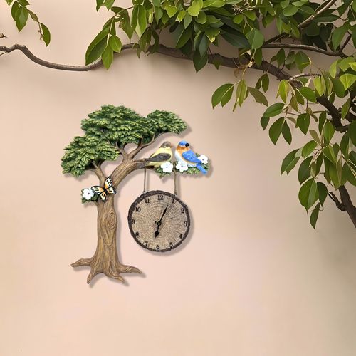 Oak Tree Clock with Bird