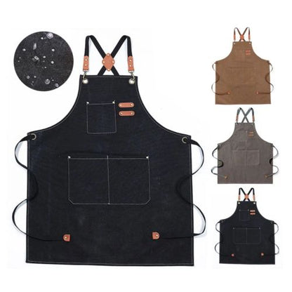 Kitchen Cooking BBQ Plain Denim Canvas Pocket Apron Butcher Crafts Baking Chefs-Black