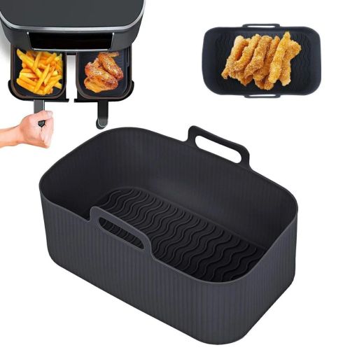 2x Air Fryer Silicone Pot Rectangle Baking Tray Basket Liners Insert Dish UK New